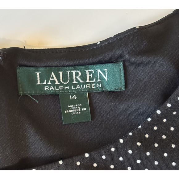 Lauren Ralph Lauren Dress 14 Bias-Cut Ruffled Sleeves & Hem Polka Dot Feminine - Picture 4 of 14